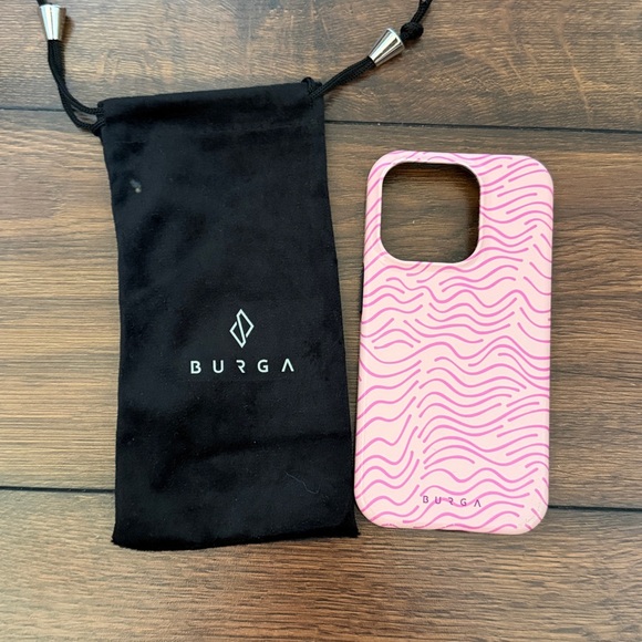 Burga Pink Wave Pattern iPhone 15 pro Case - Picture 1 of 2